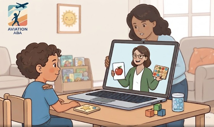 Parent chaperoning the in-home aba session