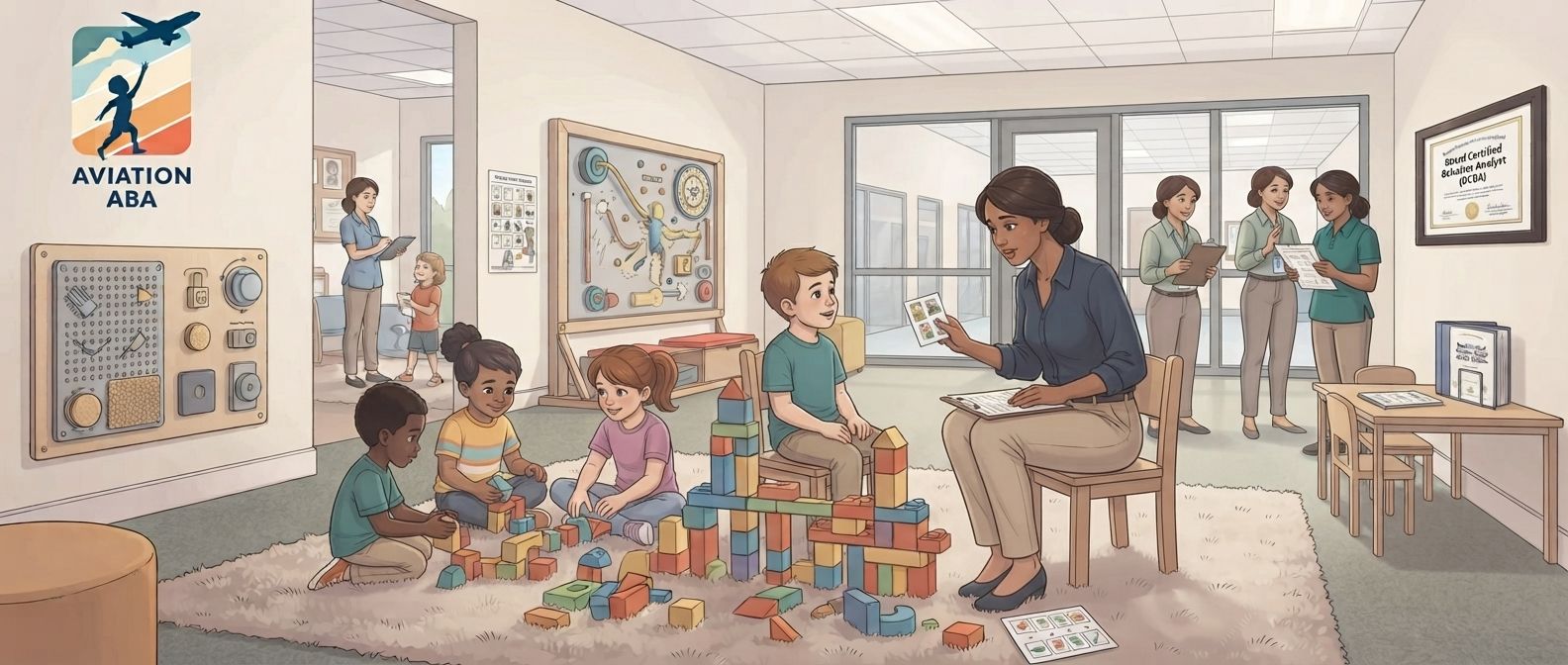 An ABA-therapist evaluating a child to help build better peer bonds